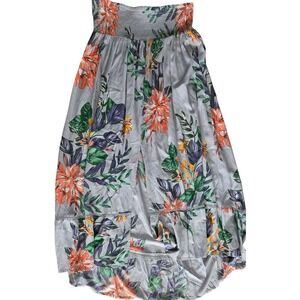 S/M tiered hi low maxi skirt see measurements blue green orange cotton ruffles